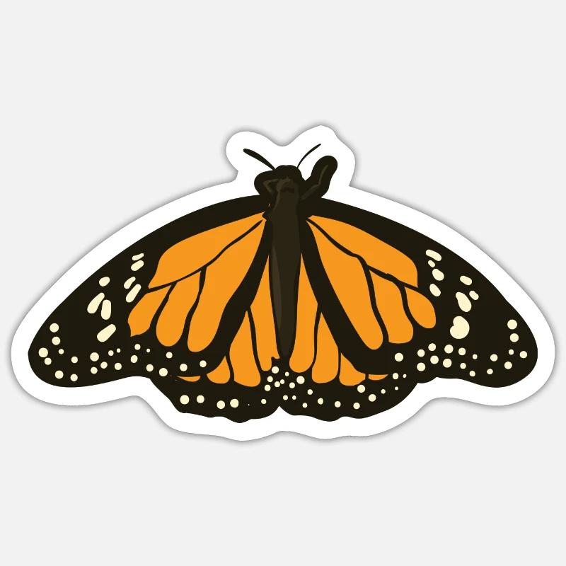 Beau papillon papillon orange papillon - Sticker taille S (10 x 10 cm) - blanc mat