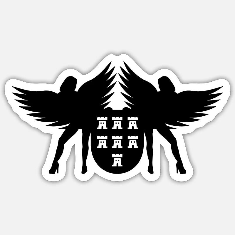Wappen Siebenbürgen mit Engel - Sticker Größe S (10 x 10 cm) - Mattweiß