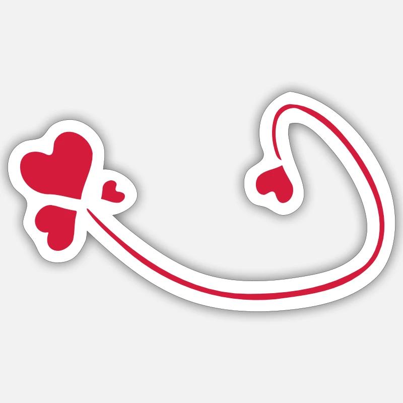 coeurs rouges - Sticker taille S (10 x 10 cm) - blanc mat