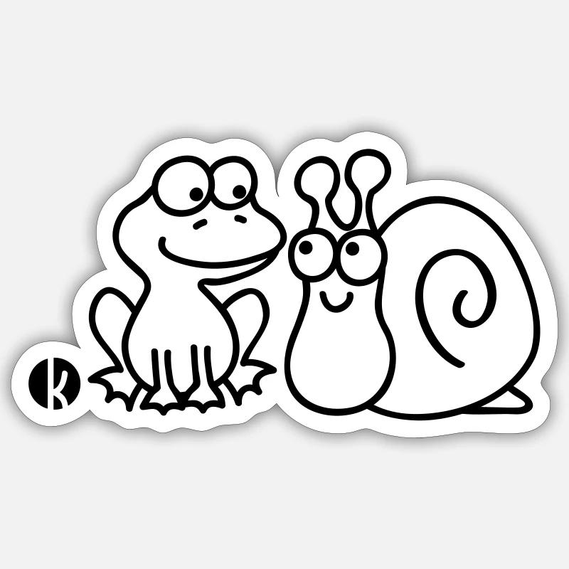 Frosch und Schnecke - Sticker size S (10 x 10 cm) - white matte