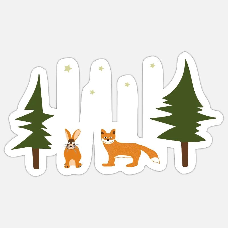 Fox rabbit gift for forest lovers Forest lovers Sticker size S (10 x 10 cm)
