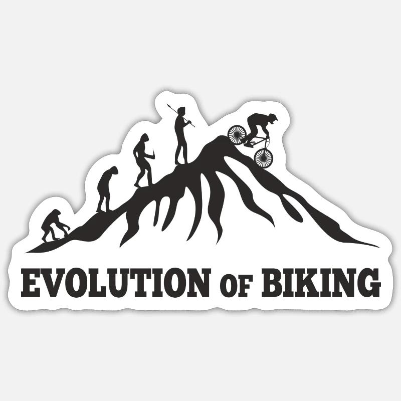 Evolution of Biking Downhill Entstehung  - Sticker taille S (10 x 10 cm) - blanc mat