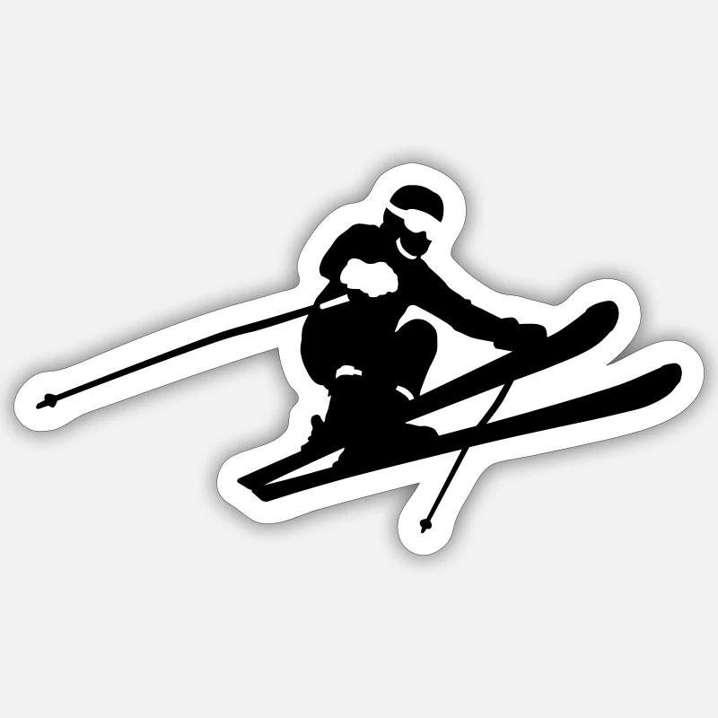 saut à ski - Sticker taille S (10 x 10 cm) - blanc mat