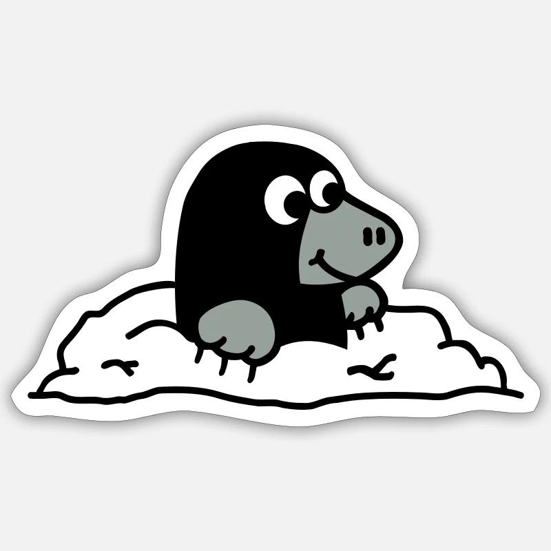 Maulwurf - Sticker Größe S (10 x 10 cm) - Mattweiß