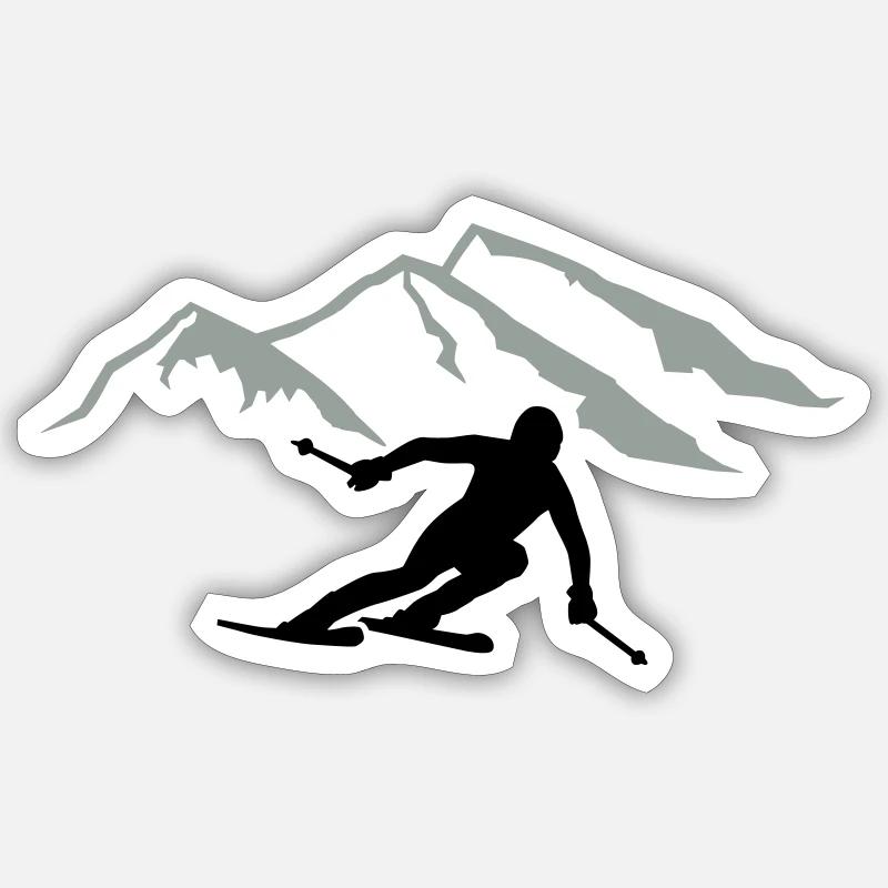 Skiing - Sticker size S (10 x 10 cm) - white matte