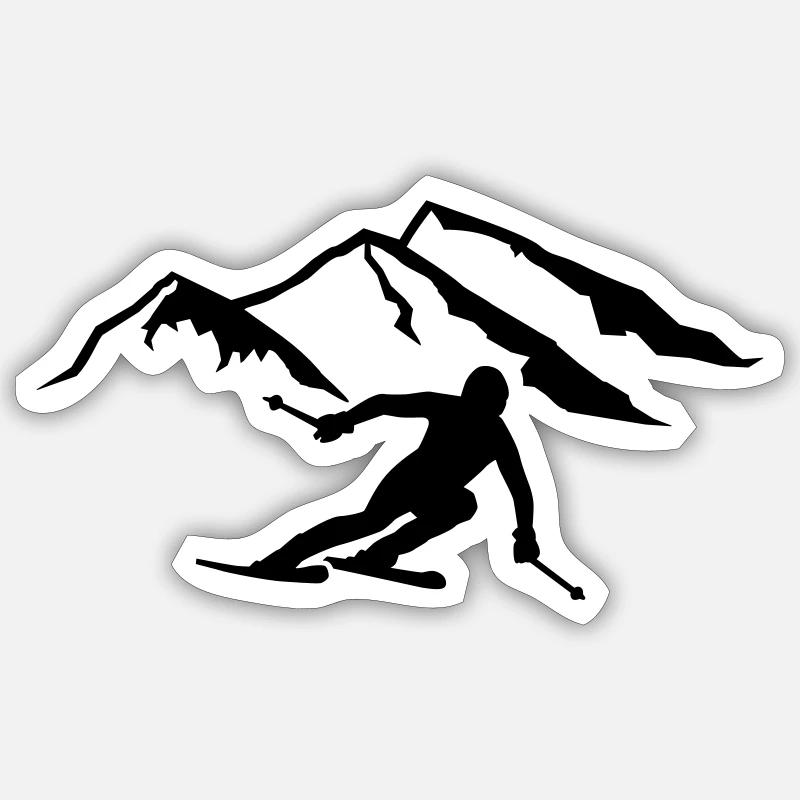 Ski - Sticker taille S (10 x 10 cm) - blanc mat