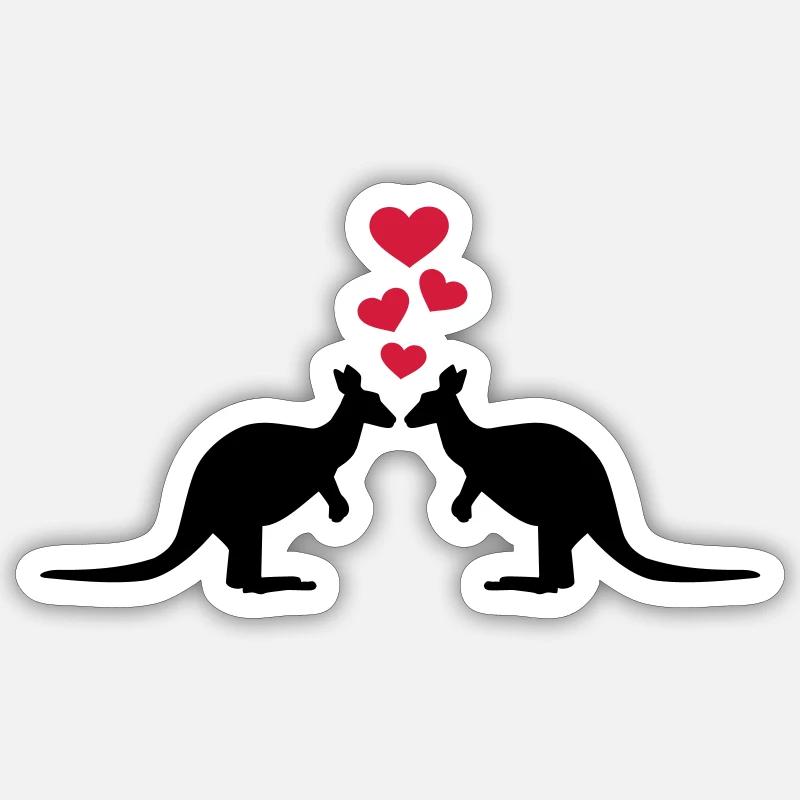 Kangourou - Sticker taille S (10 x 10 cm) - blanc mat