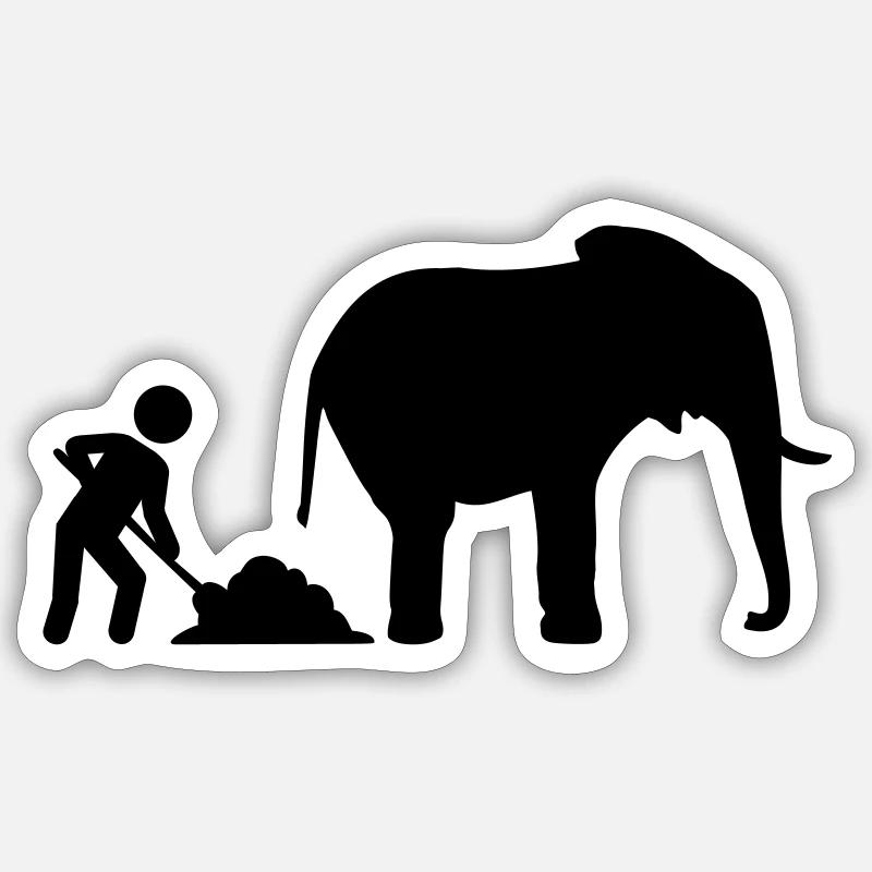 Éléphant - Sticker taille S (10 x 10 cm) - blanc mat