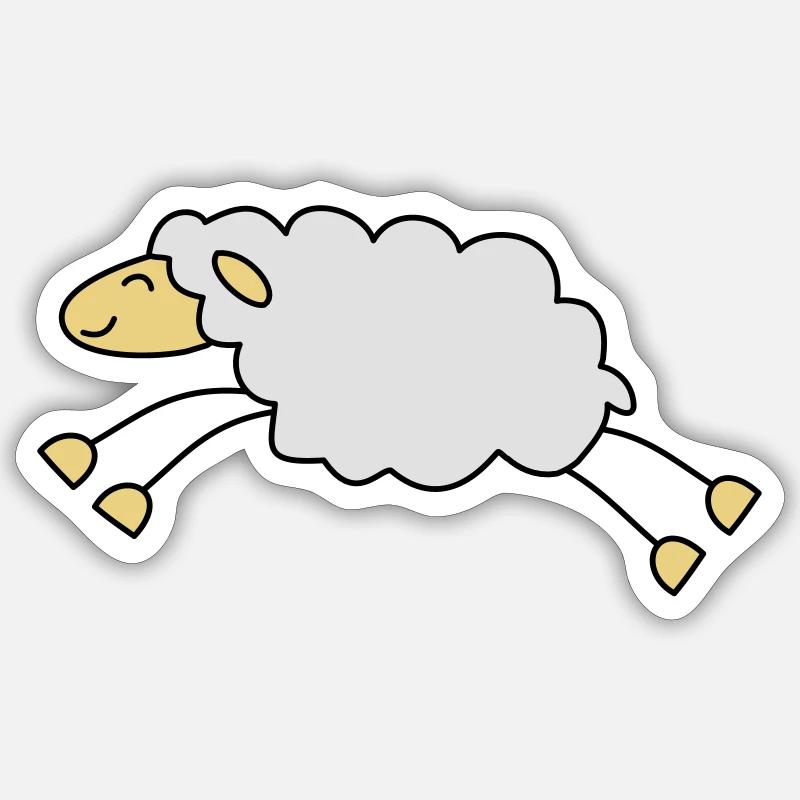 moutons - Sticker taille S (10 x 10 cm) - blanc mat