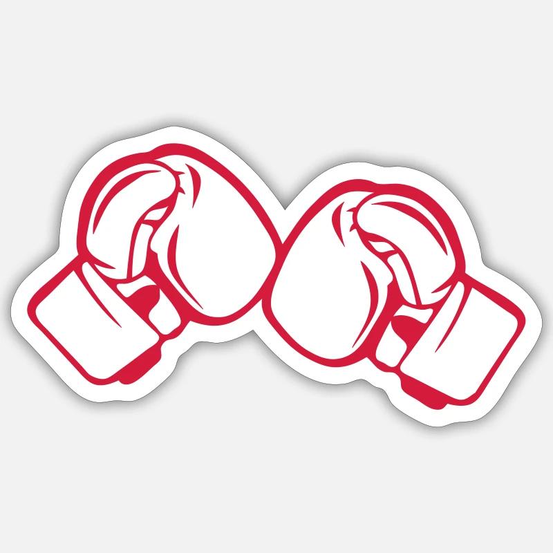 gant boxe 16 - Sticker taille S (10 x 10 cm) - blanc mat