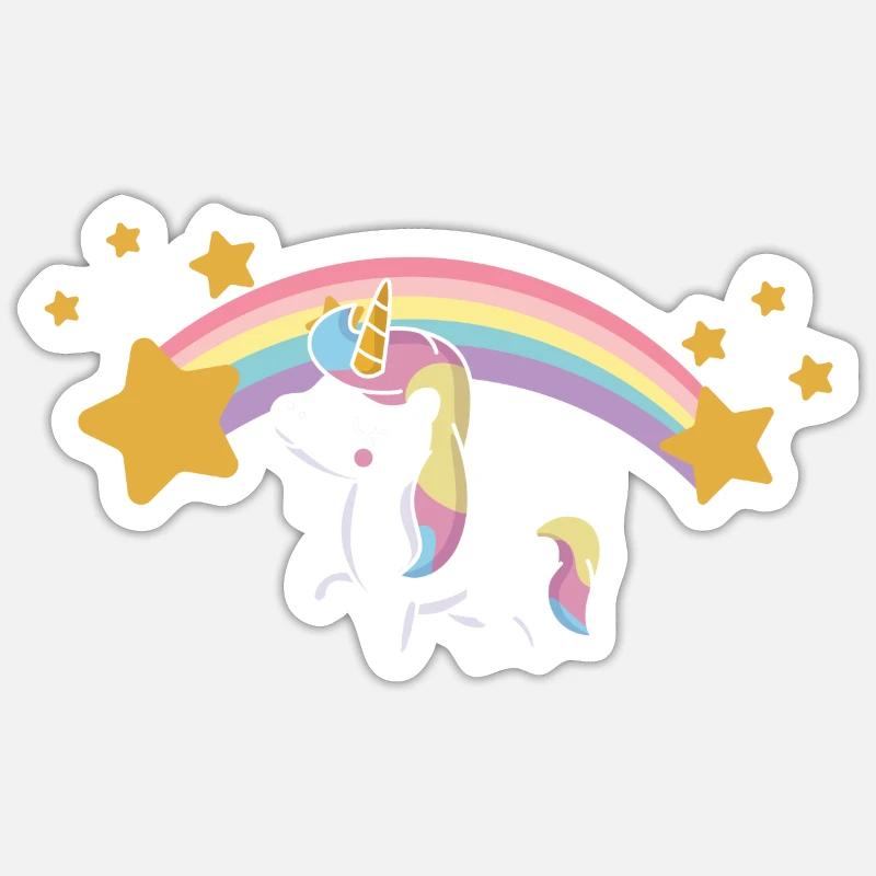 Einhorn Regenbogen - Sticker taille S (10 x 10 cm) - blanc mat