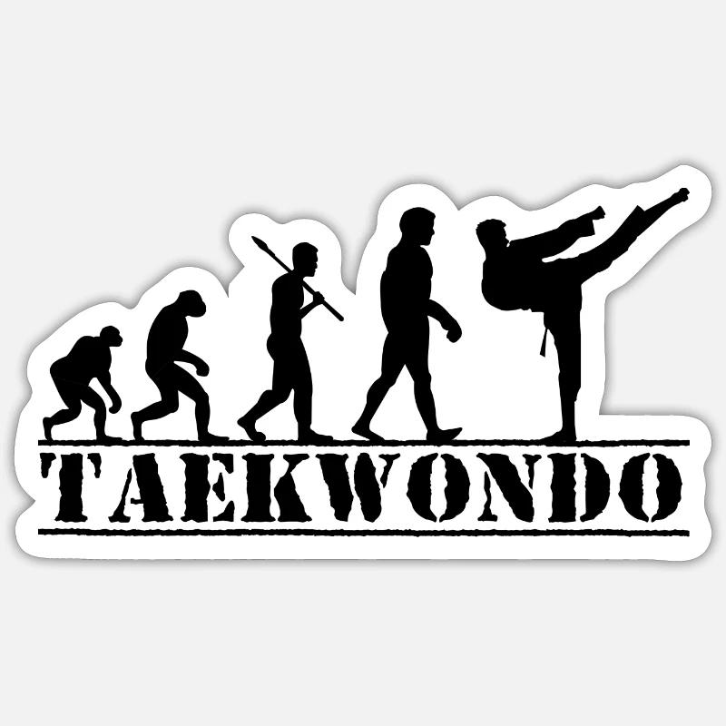 Taekwondo Kämpfer - Evolution Mann - Sticker Größe S (10 x 10 cm) - Mattweiß