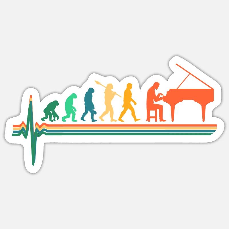 Évolution du piano - Sticker taille S (10 x 10 cm) - blanc mat