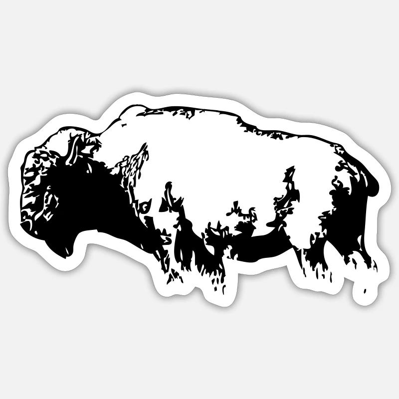 Bison - Büffel - Buffalo - Sticker Größe S (10 x 10 cm) - Mattweiß
