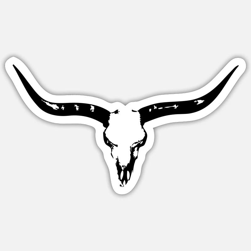 Buffalo Skull - Sticker Größe S (10 x 10 cm) - Mattweiß