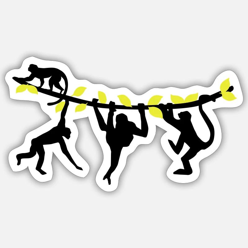 Affen beim Klettern - 2farbig Sticker Größe S (10 x 10 cm)