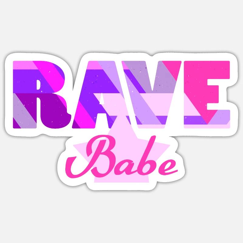 Rave Babe - Sticker taille S (10 x 10 cm) - blanc mat