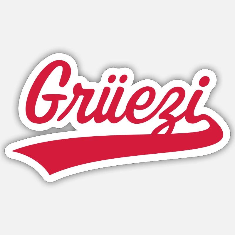 Lettrage Grüezi (Suisse / Schwizerdütsch) - Sticker taille S (10 x 10 cm) - blanc mat