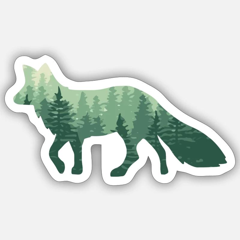 Fuchs Wald / fox with forest Sticker Größe S (10 x 10 cm)