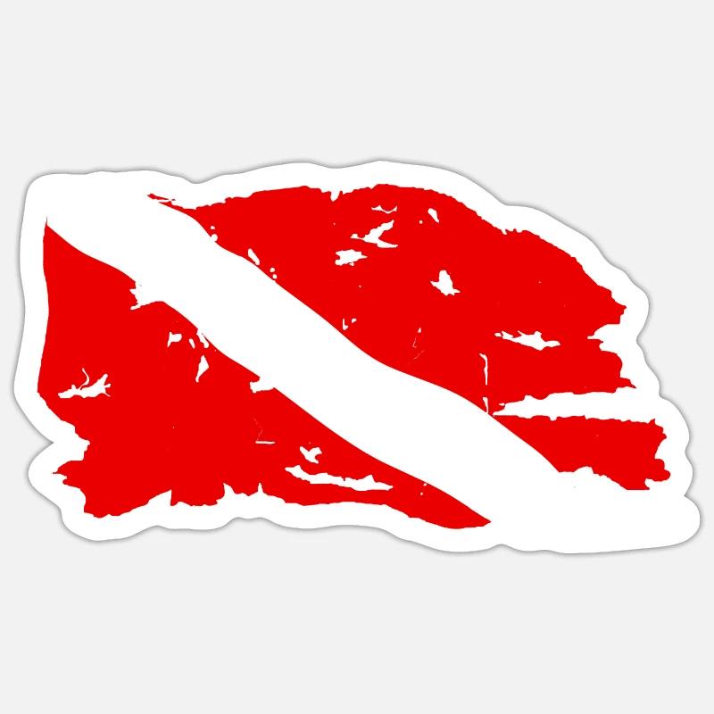 Drapeau Plongée Usé Sticker taille S (10 x 10 cm)