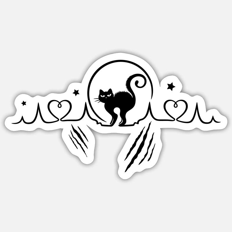 Katze Herzschlag Herzfrequenz Kratzer Sticker Größe S (10 x 10 cm)