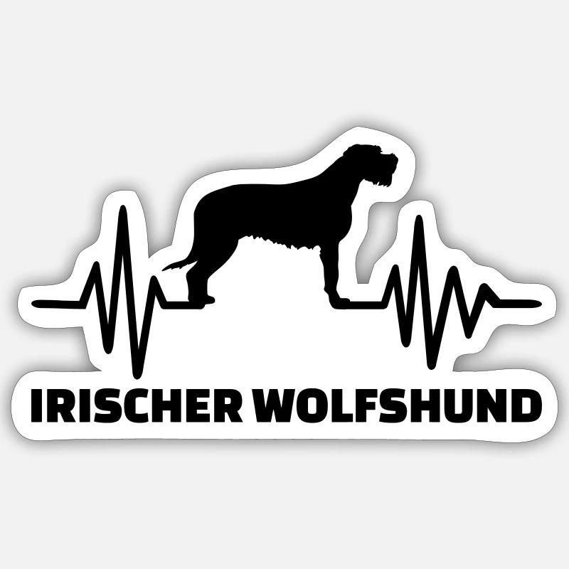 Irischer Wolfshund - Sticker Größe S (10 x 10 cm) - Mattweiß
