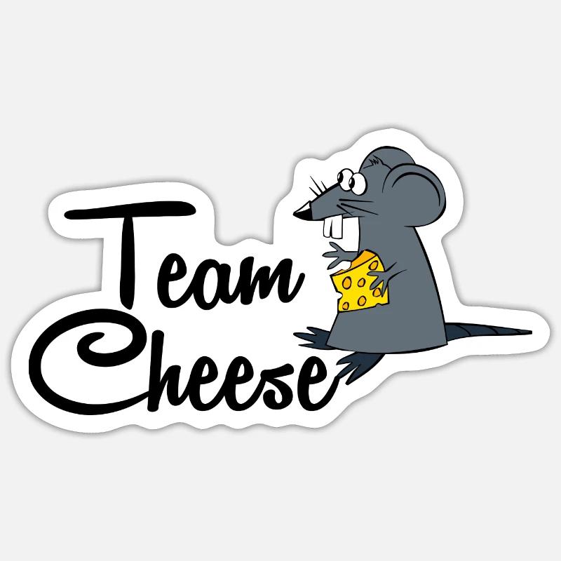 équipe fromage fromage souris - Sticker taille S (10 x 10 cm) - blanc mat