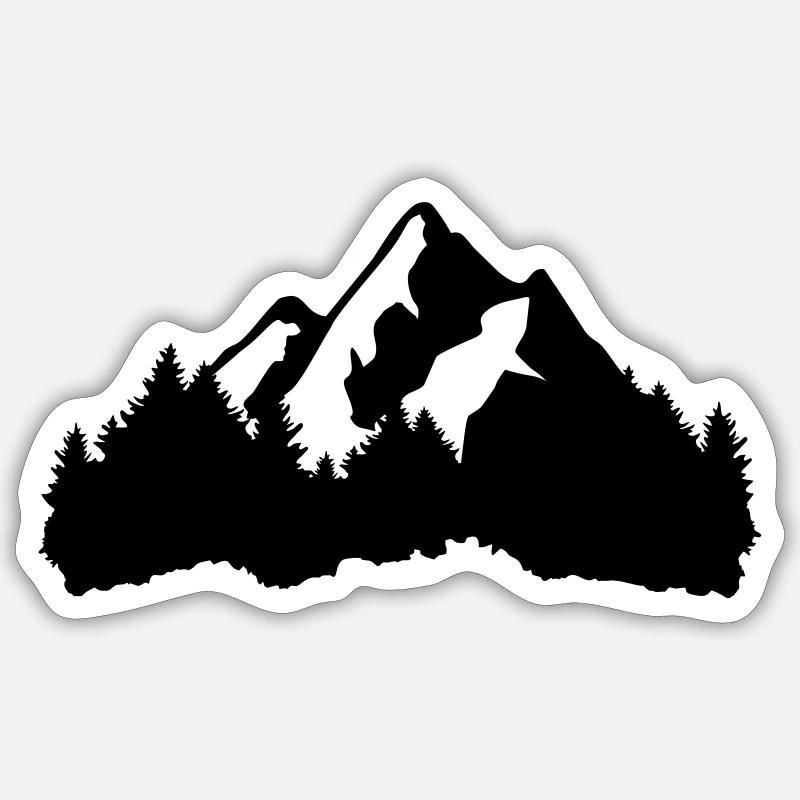 Mountains and Forest - Sticker taille S (10 x 10 cm) - blanc mat