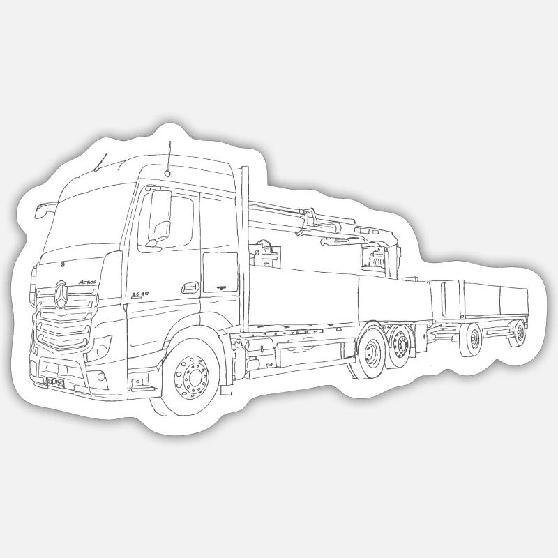 Truck with loading crane Sticker size S (10 x 10 cm)