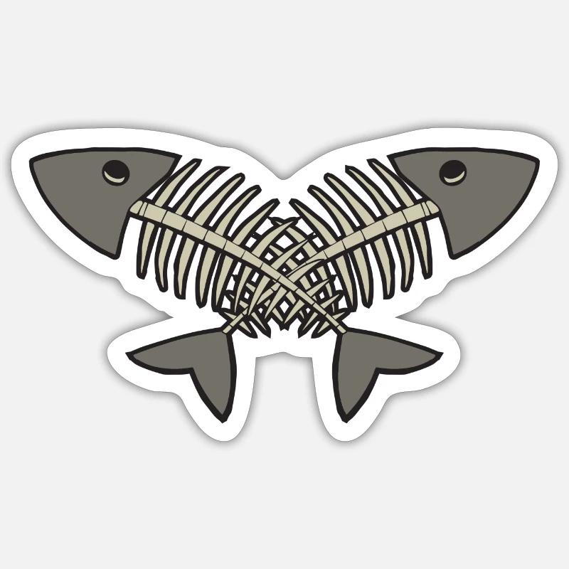 Fischgräten - Sticker Größe S (10 x 10 cm) - Mattweiß