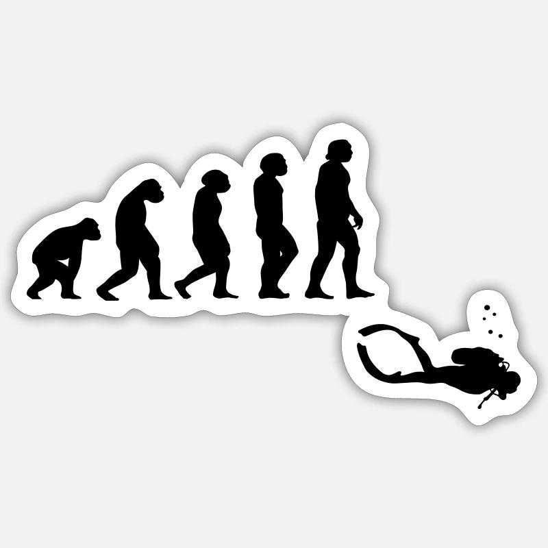 Évolution de la plongée avec un appareil - Sticker taille S (10 x 10 cm) - blanc mat