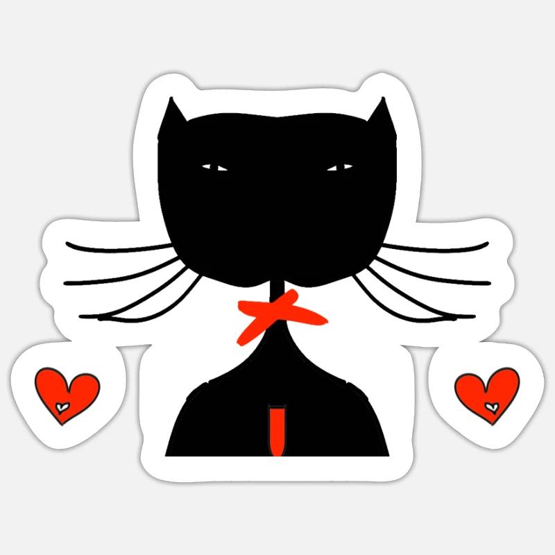 black cat - Sticker size S (10 x 10 cm) - white matte