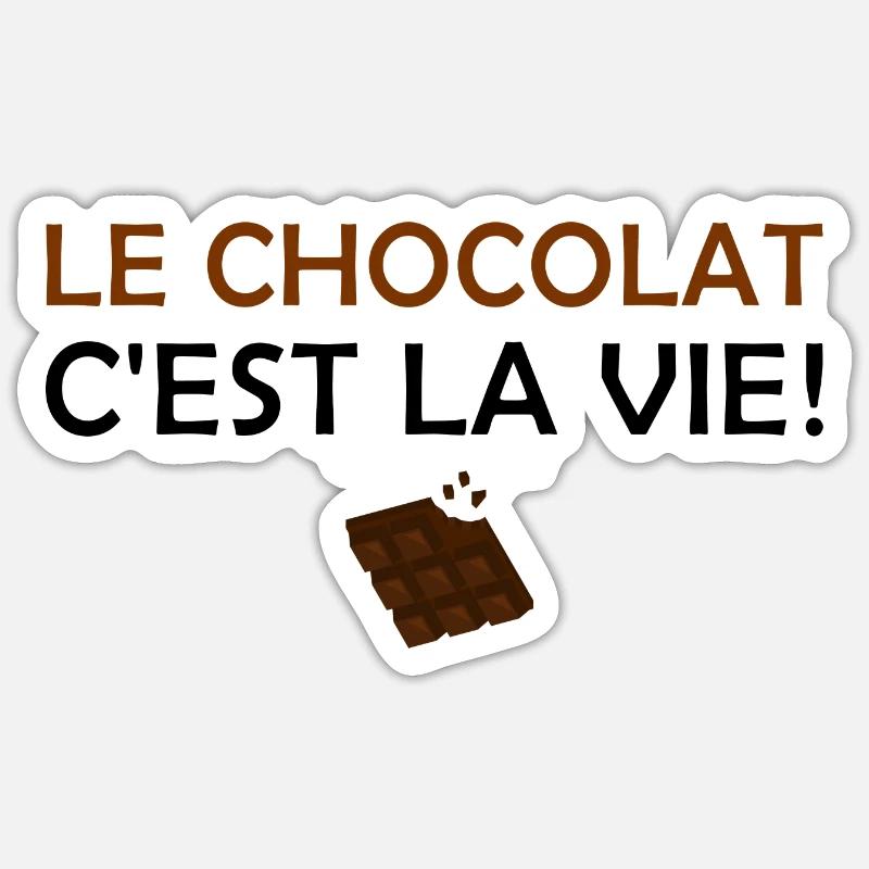 Le chocolat c'est la vie - Sticker taille S (10 x 10 cm) - blanc mat