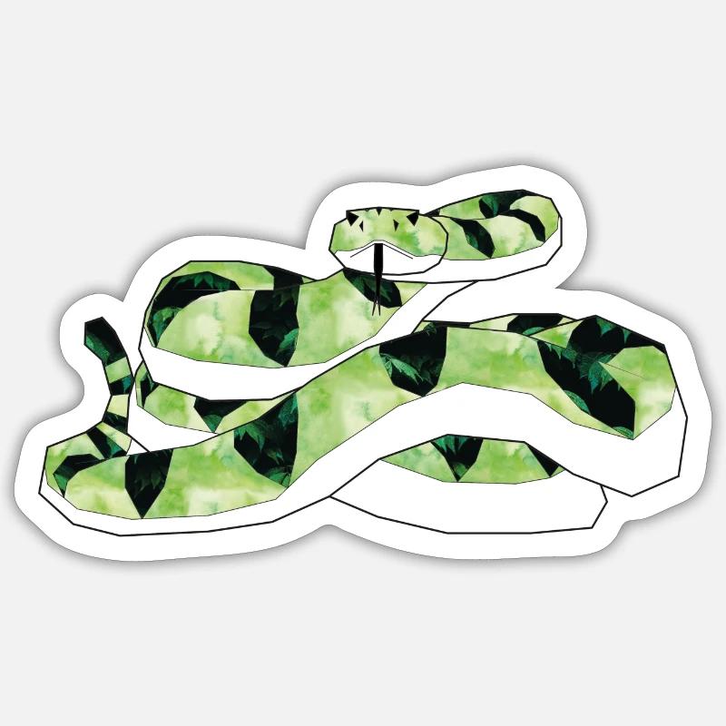 serpent vert - Sticker taille S (10 x 10 cm) - blanc mat