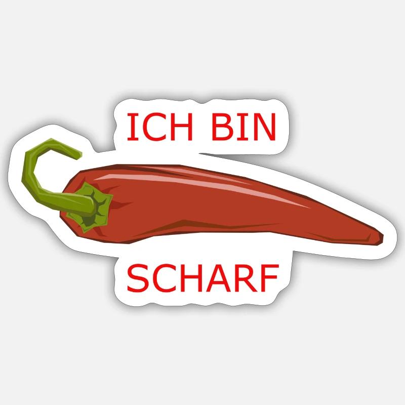 Scharfe Peperoni - Sticker Größe S (10 x 10 cm) - Mattweiß