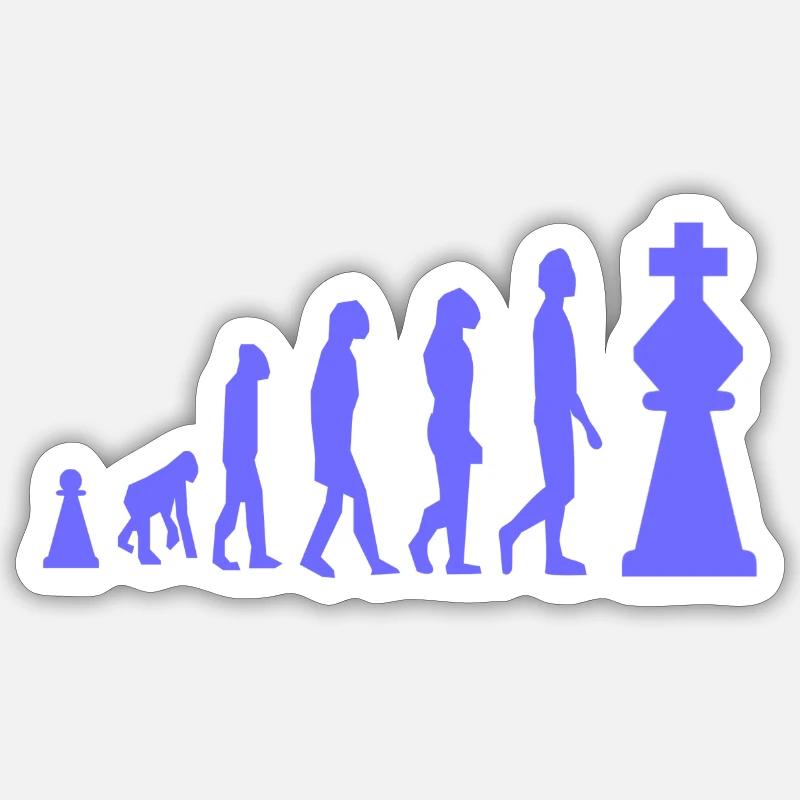 Chess Evolution Schach Lustig - Sticker Größe S (10 x 10 cm) - Mattweiß