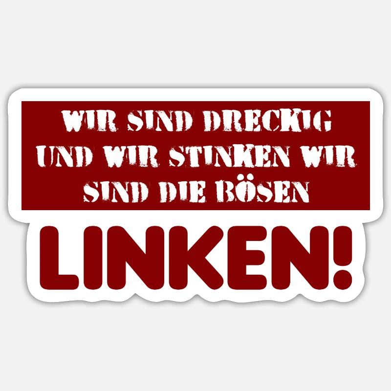 dreckig links - Sticker Größe S (10 x 10 cm) - Mattweiß