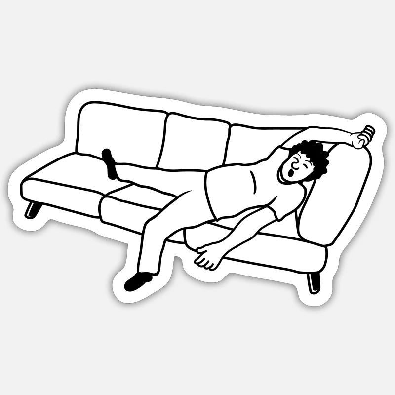 Couch Schlafender Mann Sticker Größe S (10 x 10 cm)