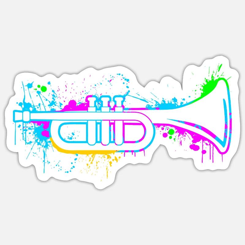 Trompete - Sticker Größe S (10 x 10 cm) - Mattweiß