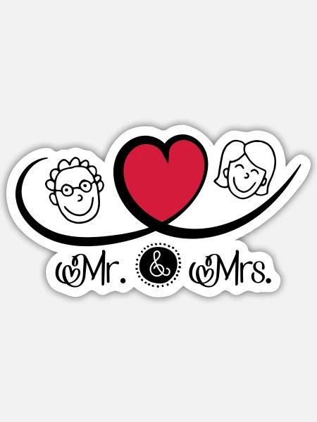 Mr and Mrs - Sticker taille S (10 x 10 cm) - blanc mat