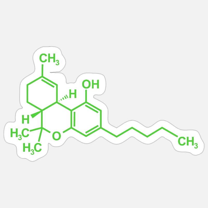 Tetrahydrocannabinol THC molécule Sticker taille S (10 x 10 cm)