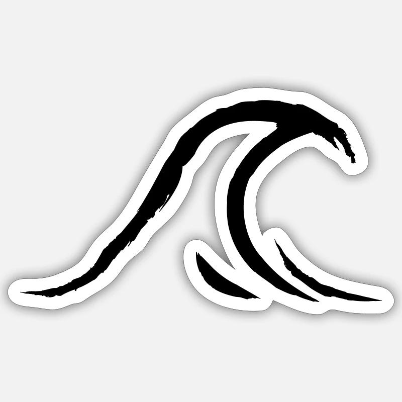 Onde surf - Sticker taille S (10 x 10 cm) - blanc mat