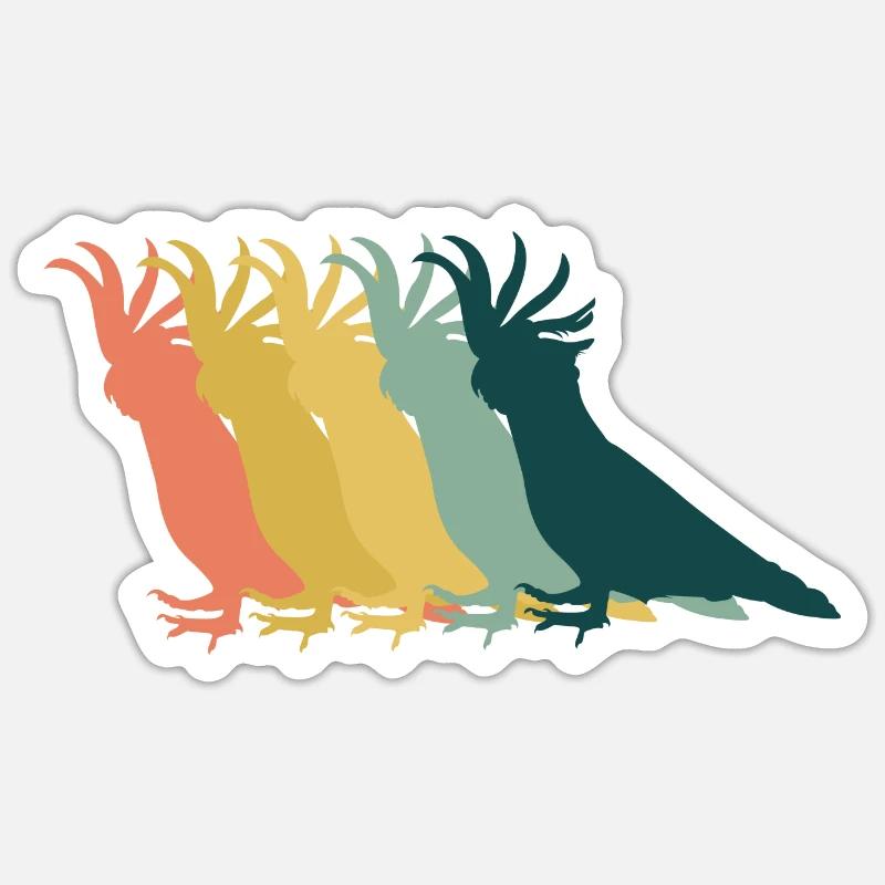 Cockatiel Rétro - Sticker taille S (10 x 10 cm) - blanc mat
