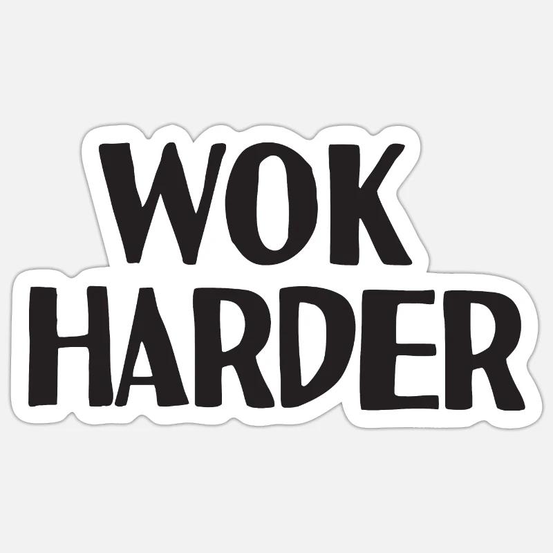 Wok plus dur - Sticker taille S (10 x 10 cm) - blanc mat