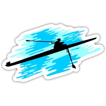 Rudern 1er, Einer Rudern Frau - Sticker Größe S (10 x 10 cm) - Mattweiß - Vorne