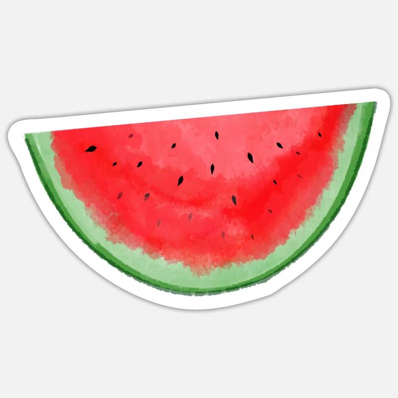 Aquarelle pastèque - Sticker taille S (10 x 10 cm) - blanc mat
