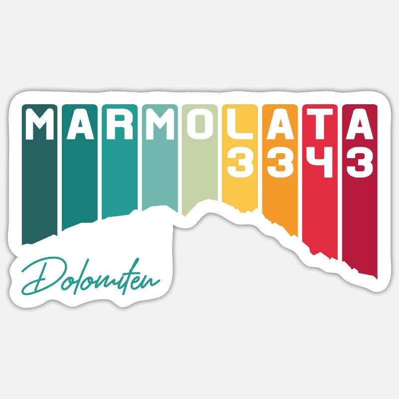 Marmolata Marmolada Dolomiti Dolomiti 3343 Escursioni - Sticker formato S (10 x 10 cm) - bianco opaco