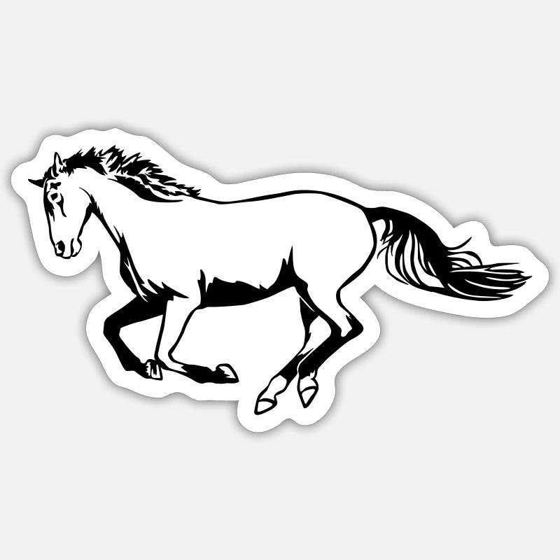 Galoppierendes Pferd - Sticker Größe S (10 x 10 cm) - Mattweiß