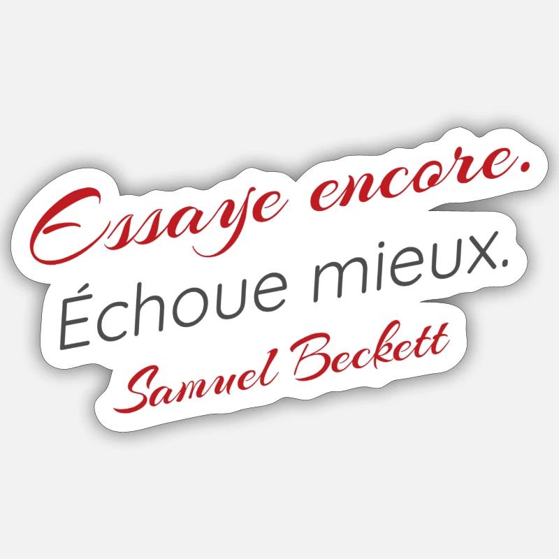 citation de Samuel Beckett - Sticker taille S (10 x 10 cm) - blanc mat