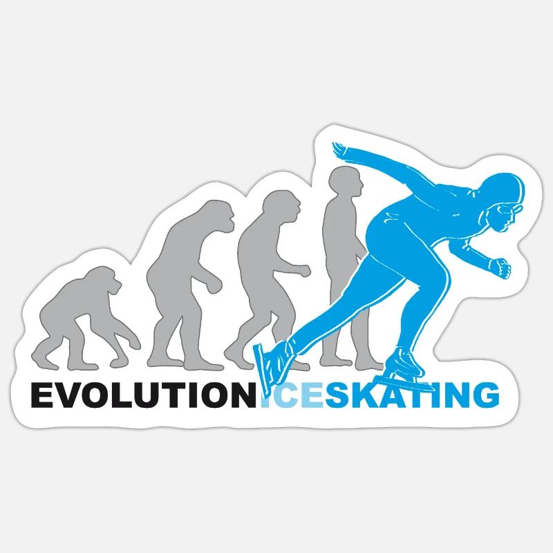 Evolution ice skating, Schlittschuh, Eislaufen - Sticker Größe S (10 x 10 cm) - Mattweiß